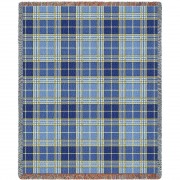 Plaid -Blue Bell Tartan - Cotton Woven Blanket Throw -  (72x54)