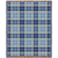 Plaid -Blue Bell Tartan - Cotton Woven Blanket Throw -  (72x54)