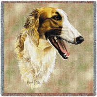 Borzoi - Robert May - Lap Square Cotton Woven Blanket Throw -  (54x54)