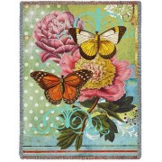 Butterfly Floral - Walter Robertson - Cotton Woven Blanket Throw -  (72x54)