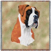 Boxer - Robert May - Lap Square Cotton Woven Blanket Throw -  (54x54)