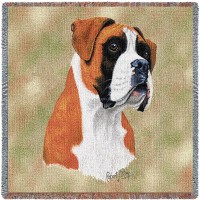 Boxer - Robert May - Lap Square Cotton Woven Blanket Throw -  (54x54)