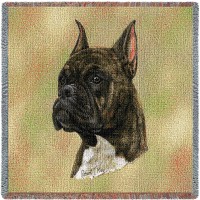 Boxer Brindle - Robert May - Lap Square Cotton Woven Blanket Throw -  (54x54)