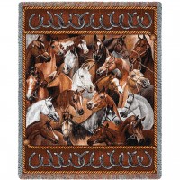 Bridled Stampede - Helen Vladykina - Cotton Woven Blanket Throw -  (72x54)