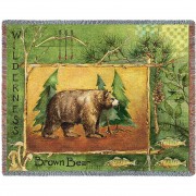 Brown Bear Lodge - Anita Phillips - Cotton Woven Blanket Throw -  (72x54)