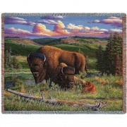 Buffalo Nation- R W Hedge - Cotton Woven Blanket Throw -  (72x54)
