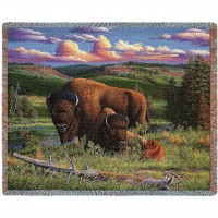 Buffalo Nation- R W Hedge - Cotton Woven Blanket Throw -  (72x54)