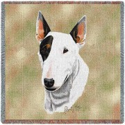 Bull Terrier - Robert May - Lap Square Cotton Woven Blanket Throw -  (54x54)