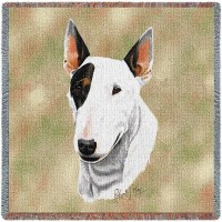 Bull Terrier - Robert May - Lap Square Cotton Woven Blanket Throw -  (54x54)