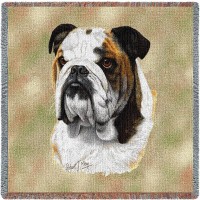 Bulldog - Robert May - Lap Square Cotton Woven Blanket Throw -  (54x54)