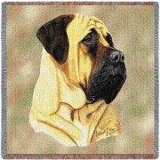 Bullmastiff - Robert May - Lap Square Cotton Woven Blanket Throw -  (54x54)