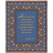 He Will Shield You With His Wings - Psalms 91:4 - Cotton Woven Blanket Throw -  (72x54)