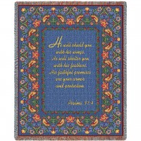 He Will Shield You With His Wings - Psalms 91:4 - Cotton Woven Blanket Throw -  (72x54)