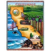 State of California - Cotton Woven Blanket Throw -  (72x54)