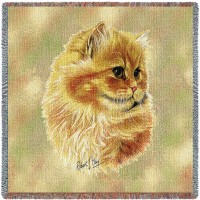 Cameo Persian Cat - Robert May - Lap Square Cotton Woven Blanket Throw -  (54x54)