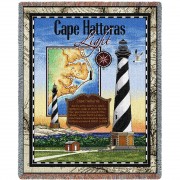 Cape Hatteras Lighthouse - Cotton Woven Blanket Throw -  (72x54)