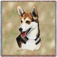 Cardigan Welsh Corgi - Robert May - Lap Square Cotton Woven Blanket Throw -  (54x54)