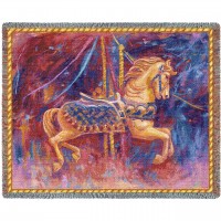 Carousel Horse Merry Go Round - Cotton Woven Blanket Throw -  (72x54)