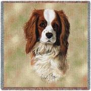 Cavalier King Charles Spaniel - Robert May - Lap Square Cotton Woven Blanket Throw -  (54x54)