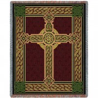 Cead Mile Failte - Celtic Knot Cross - Cotton Woven Blanket Throw -  (72x54)