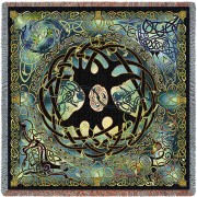 Celtic Tree of Life - Jen Delyth - Lap Square Blanket Throw Woven from Cotton -  (54x54)