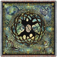 Celtic Tree of Life - Jen Delyth - Lap Square Blanket Throw Woven from Cotton -  (54x54)