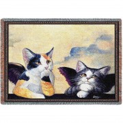 Cherub Angels - Sanzio Raphael's Cherubs from the Sistine Madonna Parody - Melinda Copper - Cotton Woven Blanket Throw -  (72x54)