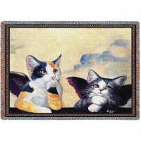 Cherub Angels - Sanzio Raphael's Cherubs from the Sistine Madonna Parody - Melinda Copper - Cotton Woven Blanket Throw -  (72x54)