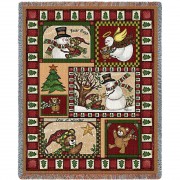 Christmas Bear Patchwork Quilt - Cotton Woven Blanket Throw -  (72x54)