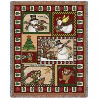 Christmas Bear Patchwork Quilt - Cotton Woven Blanket Throw -  (72x54)