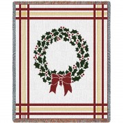 Christmas Wreath - Cotton Woven Blanket Throw -  (72x54)