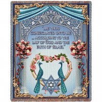 Chuppah Wedding - Cotton Woven Blanket Throw -  (72x54)