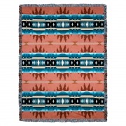 Cimarron - Agate - Southwest Native American Inspired Tribal Camp - Cotton Woven Blanket Throw -  (72x54)