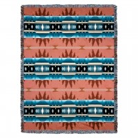 Cimarron - Agate - Southwest Native American Inspired Tribal Camp - Cotton Woven Blanket Throw -  (72x54)