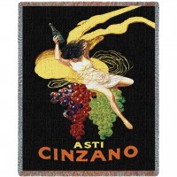 Asti Cinzano - Vintage Poster - Leonetto Cappiello - Cotton Woven Blanket Throw -  (72x54)