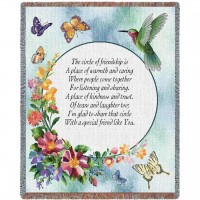 Circle Of Friendship Poem - Cotton Woven Blanket Throw -  (72x54)