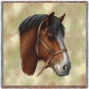 Clydesdale Horse - Robert May - Lap Square Cotton Woven Blanket Throw -  (54x54)