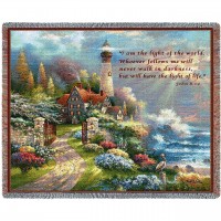 I Am The Light of The World Whoever Follows Me Will Never Walk in Darkness - John 8:12 - James Lee - Cotton Woven Blanket Throw -  (72x54)