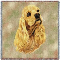 Cocker Spaniel - Robert May - Lap Square Cotton Woven Blanket Throw -  (54x54)