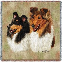 Collie - Robert May - Lap Square Cotton Woven Blanket Throw -  (54x54)
