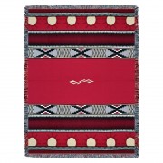 Concho Springs - Red - Southwest Native American Inspired Tribal Camp - Cotton Woven Blanket Throw -  (72x54)