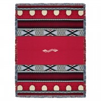 Concho Springs - Red - Southwest Native American Inspired Tribal Camp - Cotton Woven Blanket Throw -  (72x54)