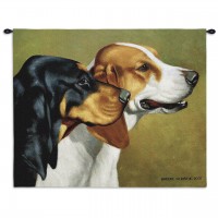 Coonhound by Bob Christie - Woven Tapestry Wall Art Hanging - Focused Hound Duo Profile - 100% Cotton Size 34x26