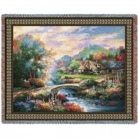 Country Bridge - James Lee - Cotton Woven Blanket Throw -  (72x54)