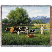Country Girl - Robert Duncan - Cotton Woven Blanket Throw -  (72x54)