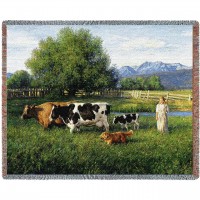 Country Girl - Robert Duncan - Cotton Woven Blanket Throw -  (72x54)