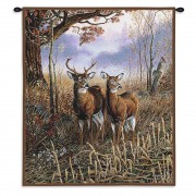 Country Treasures - Woven Tapestry Wall Art Hanging - Deer on Field Cabin Lodge Wildlife Artwork - 100% Cotton Size 34x26