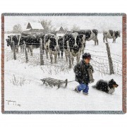 Curious Onlookers Cows - Robert Duncan - Cotton Woven Blanket Throw -  (72x54)