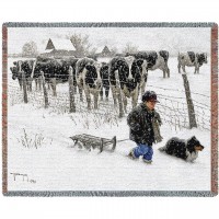 Curious Onlookers Cows - Robert Duncan - Cotton Woven Blanket Throw -  (72x54)
