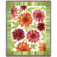 Floral Dahlias - Elena Vladykina - Cotton Woven Blanket Throw -  (72x54)